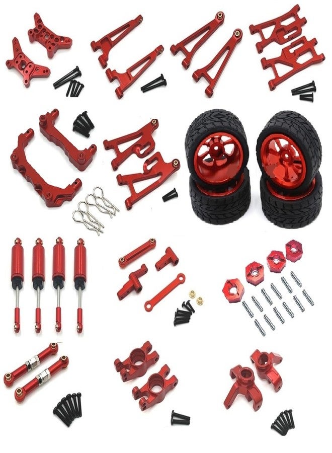ZDingTech Upgrade Metal Parts for MJX Hyper Go H14BM 14209 14210 Parts Metal,1/14 Hyper GO H14BM 14209 14210 Upgrade Parts,Steering Block,Shocks Towers-Red Color - Image 1